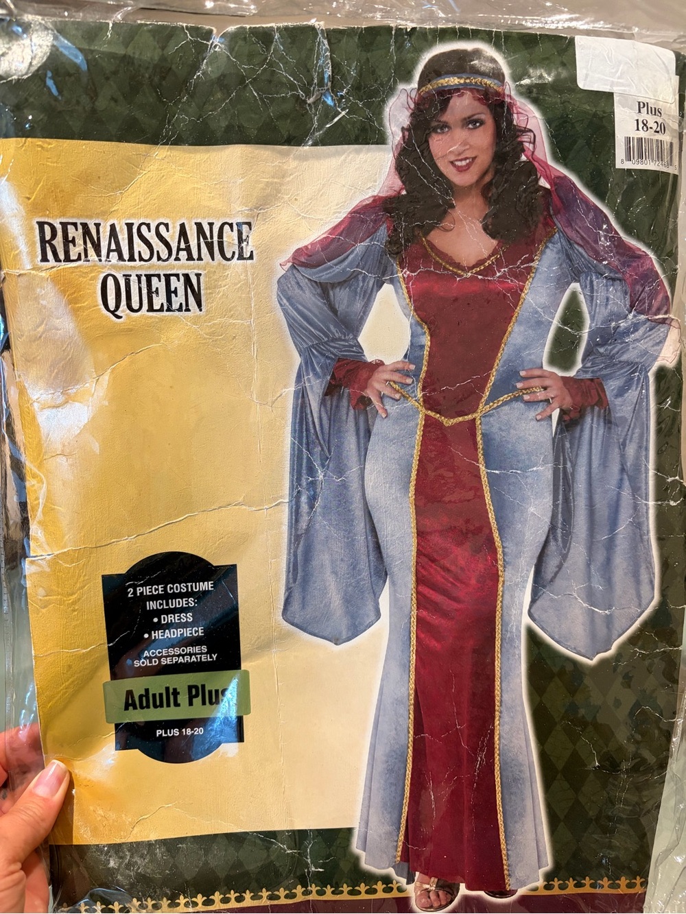 Renaissance Queen Costume - Burgundy and Light Blue